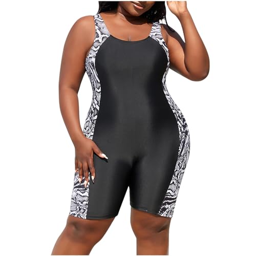 Plus Size Swimsuit for Women Sleeveless Boyleg Bathing Suit One Piece Beach Swimming Outfits Athletic Swimwear