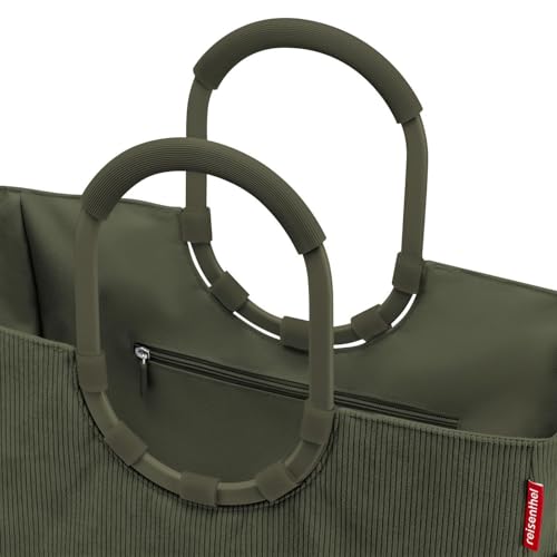reisenthel loopshopper L cord dark matcha – Stabile Tasche mit praktischen Fächern aus recycelten PET-Flaschen – Charmantes und wasserabweisendes Design