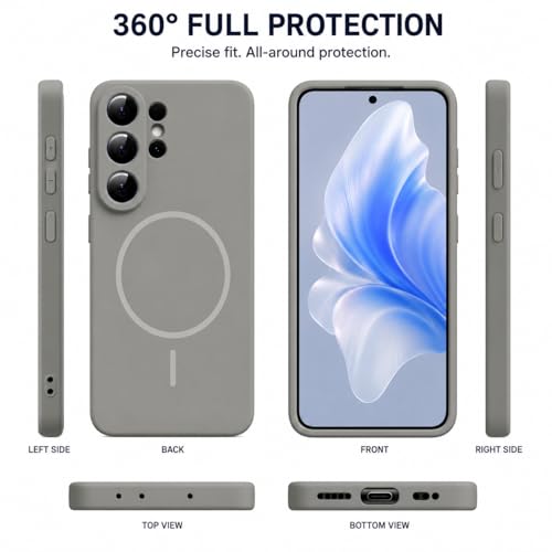 Image of DIZORO Microfiber Candy Case Compatible for Samsung S26 Ultra 5g Magnetic Silicone Case, Compatible with MagSafe Shockproof, Anti-Scratch Soft Non-Slip Full Body Protective Back Cover (New Titanium)