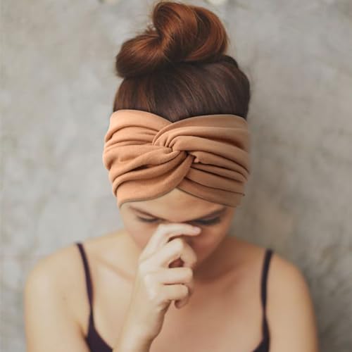 Image of DRESHOW 4 Pack Turban Headbands for Women Wide Vintage Head Wraps Knotted Cute Hair Band Accessories