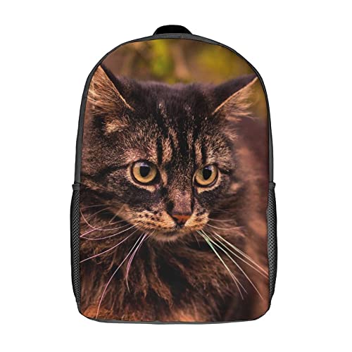 Mochila escolar para niños con estampado de gato 3D de 17 pulgadas