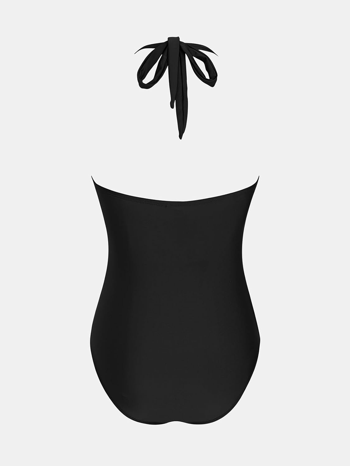 CUPSHE Women's One Piece Swimsuit Bathing Suits Halter Deep V Neck Self Tie Cutout Scalloped Swimwear - Image 6