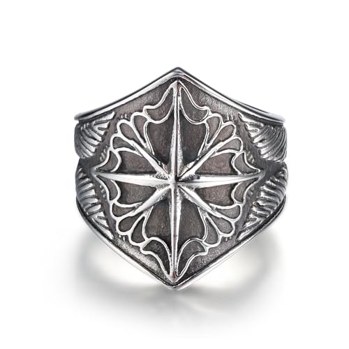 Bague étoile Viking Octet, anneau de mode bicolore pour vos looks rock et casual