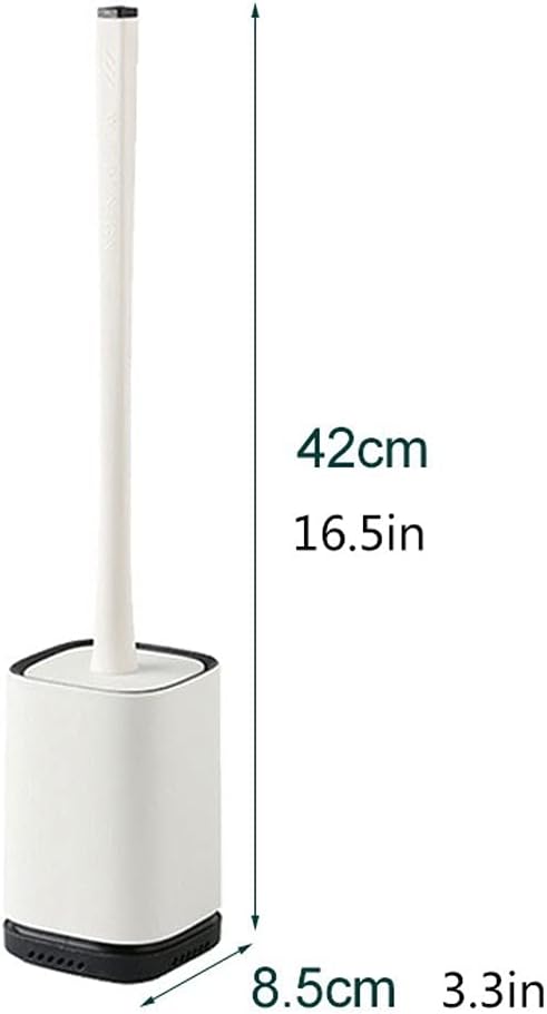 Toilet Brush Holder Long Handle Wall-Mounted Toilet Brush Holder with Base Toilet Brush Soft Hair Toilet Brush Household Bathroom Cleaning Toilet Brush Set Toilet Brush Holders(White)