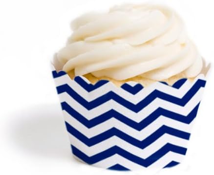 Dress My Cupcake Standard Cupcake Wrappers, Chevron, Navy Blue, Set of 12