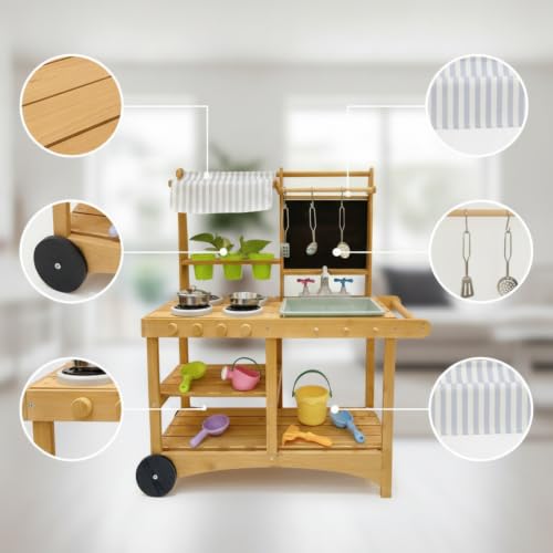 Cocina de juguete con ruedas móvil para evitar el desorden 7