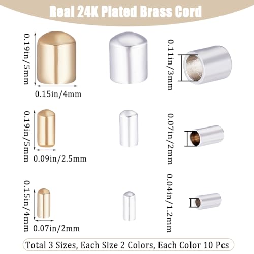 Embout cordon laiton 2mm et 4mm pour atelier création bijoux DIY - 3