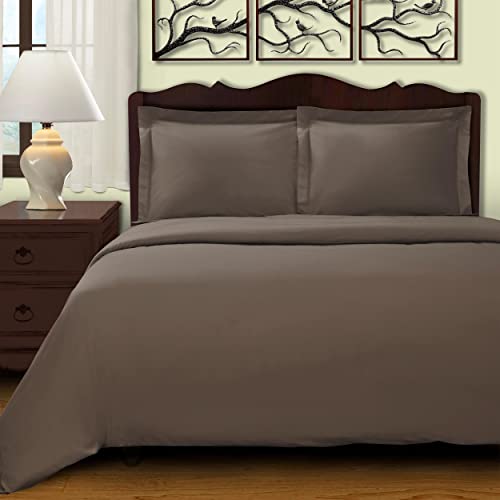 Superior 100% Premium Combed Cotton, 2 Piece Soft and Smooth Duvet Cover and Pillow Sham Set, Solid, Twin - Grey