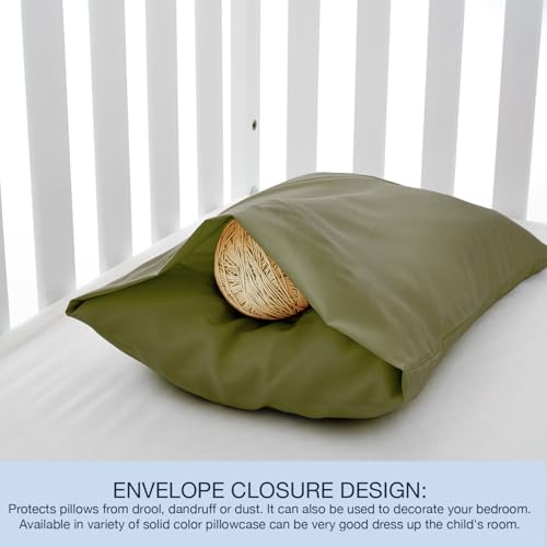 Image of EXQ Home Toddler Pillowcases 13x18 Travel Pillow Case Set of 2, Small Pillow Case Fits Baby Pillow Sized 12x16, 13x18, Kids Pillowcases 2 Pack Machine Washable with Envelope Closure(Olive Green)