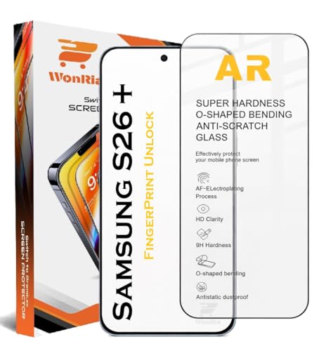 Image of WonRia Pack 1 - Tempered Glass Compatible with Samsung Galaxy S26 Plus+ 5G Ultrasonic FingerPrint Unlock Edges to Edge 9H Hardness Screen Guard Protector with Easy Installation kit