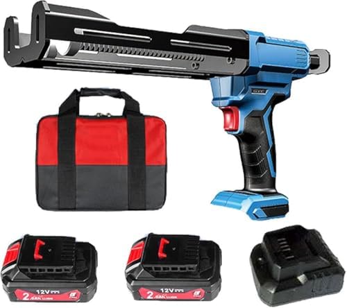 12V Cordless Electric Dual Cartridge Caulking Gun, Automatic Epoxy Applicator with Li-ion Batteries & Charger - Perfect for DIY, Home Repair & Professional Use