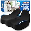 Seat Cushion, Memory Foam Office Chair Seat Cushion for Office Chairs/Car/Long Trip/Desk Chair/Gaming, Extra Large Size for Sciatica & Hip & Tailbone Pain Relief, Sciatica Support (Black)