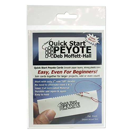 Quick Start Peyote Cards, Size 11 Seed Beads, Pack of 3 Cards, White, Small