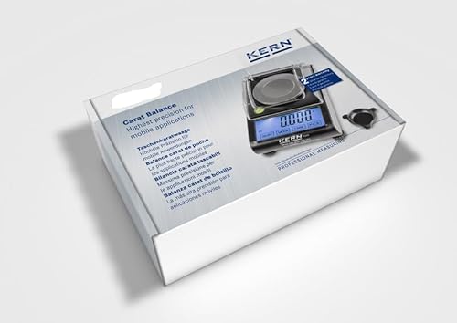 Kern TGD 50-3C Taschenwaage 50g/1mg - Präzise Schmuckwaage bis 50g, 0,001g Genauigkeit, Karatwaage 250 ct, Touch-Display, Edelstahl-Wägeplatte, mit Klappdeckel, USB & Batteriebetrieb
