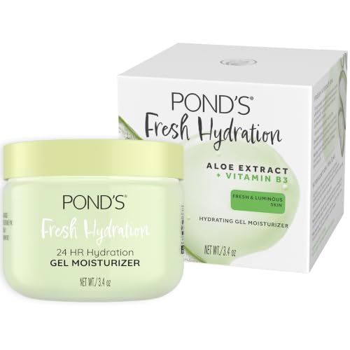 PONDS Fresh Hydration Gel Moisturizer 24HR Hydrating Face Moisturizer with Aloe Vera Extract Vitamin E & B3 Niacinamide Alcohol-Free Oil-Free Dermatologist Tested 3.4 oz