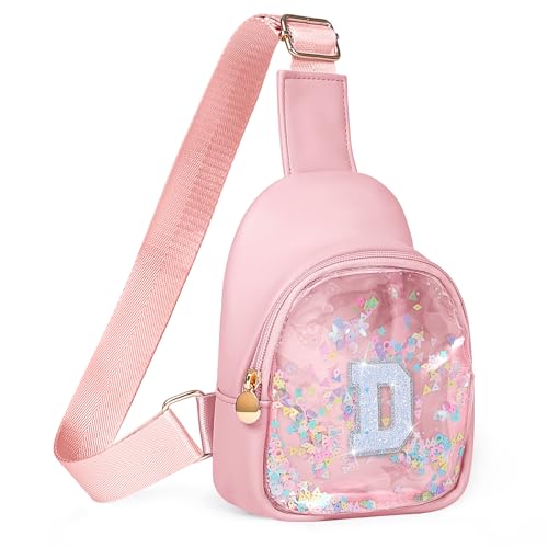 Image of COSHAYSOO Pink Toddler Little Girls Purse 2 3 4 5 6 7 Year Old Kids Sling Bag Initial Crossbody Pouch, Stylish Trending Practical Useful Birthday Christmas Valentines Graduation Gifts Letter D