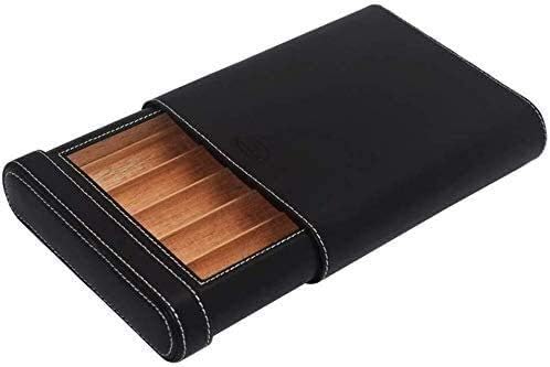 Humidor Cigar Box Humidor Packs Smoking Set 5 Sticks Of Cedar Wood Lined Travel Portable Cigar Humidor Box Leather Men's Gift Box Cigarette Case Black Leather Case Mute Cigar Box Cigar Gifts For Men