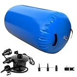 Lapakey 体操用エアバレル 電動ポンプ付き バク転練習補助器具 インフレータブルエアロール 体操/ヨガ/ダンス/フィットネス対応 (ブルー,70*90cm)