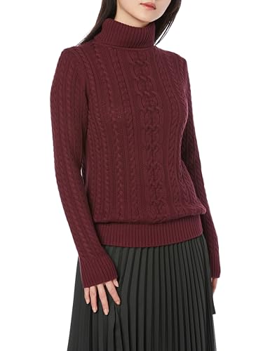 [Amazon Essentials] フィッシャーマン セーター タートルネック ケーブルニット レディース バーガンディ Mのサムネイル