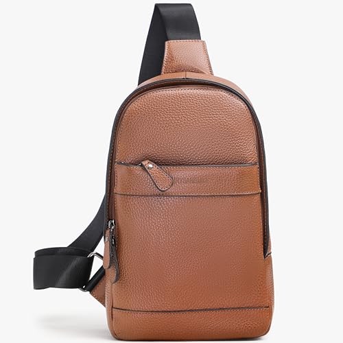 Chrysansmile Sling Bag for Men Genuine Leather Cross Body Bag Mens Crossbody Shoulder Backpack Brown Fanny Packs for Travel2