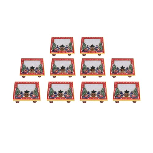 Image of Handicrafts Paradise (4 x 4 inch, Set of 10 Pc) Marble Chowki for Pooja, Home Mandir, Idols Statues Pratima, Home Decor Showpiece for Bulk Return Gifts