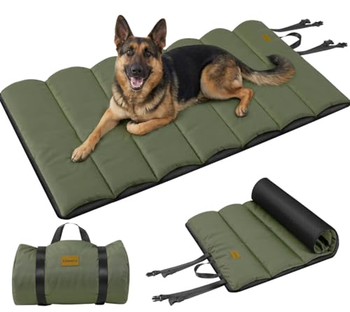 Gimars Letto per cani XL da esterno con pellicola impermeabile, facile da arrotolare con fibbia, grande letto da viaggio per cani di taglia grande e extra large, portatile, pieghevole, lavabile, per