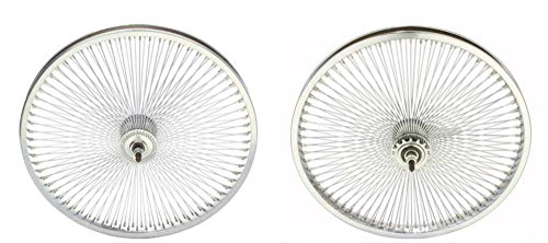 Chrome 20' 144 Spoke Wheel Set. Front and Back Coaster Wheel