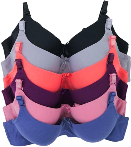 Image of ToBeInStyle Women's Pack of 6 Padded Assorted Styles Supportive Bras Cup Size - A to DDD