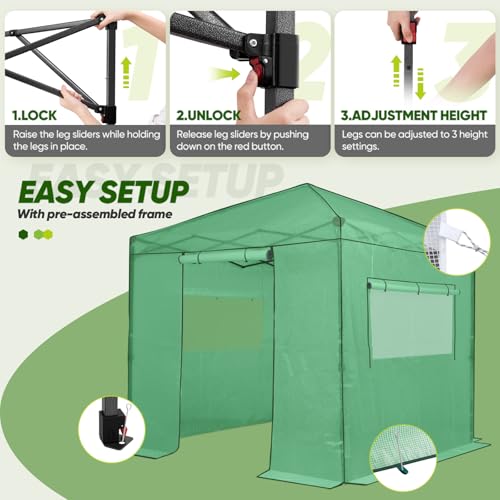 Image of EAGLE PEAK 8x8 Easy Setup Pop Up Greenhouse, Clear /Green