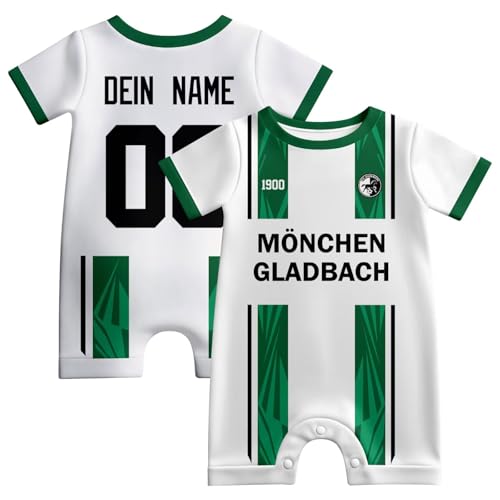 PopoluFaya Mönchengladbach Babybody Kurzarm mit eigenem Nummer Namen Personalisiert Babykleidung für Jungen Geschenke