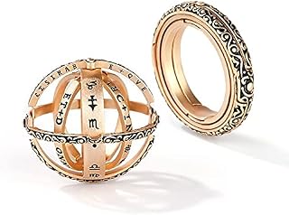 Jeulia Open Astronomical Sphere Ball Ring Men Women Foldable Comic Finger Ring 925 Sterling Silver Chain Necklace Couple Lover Jewelry Gifts (With A Free Chain)