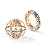 Jeulia Open Astronomical Sphere Ball Ring Men Women Foldable Comic Finger Ring 925 Sterling Silver Chain Necklace Couple Lover Jewelry Gifts (With A Free Chain) (Gold)