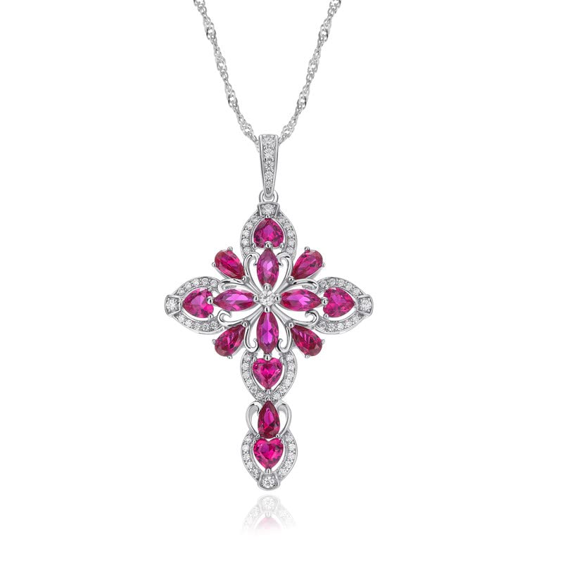 Croix femme argent et rubis pour sublimer vos tenues de soirée et du quotidien