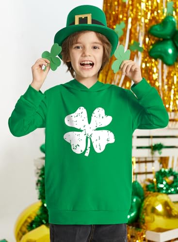 St Patrick's Day Kids Green Hoodie Sweatshirt with Pockets 4-12 Years3
