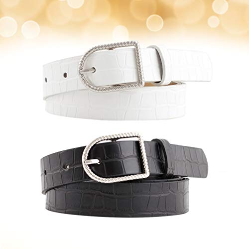 Cinto feminino de couro sintético Pretyzoom, 2 peças, cintos de cintura para calças jeans, vestidos