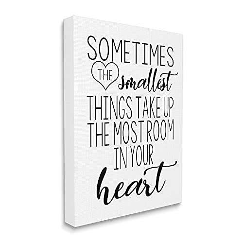 Stupell Industries Smallest Things Take Up Heart Phrase Black White, Designed by Ashley Calhoun Canvas Wall Art, 36 x 48