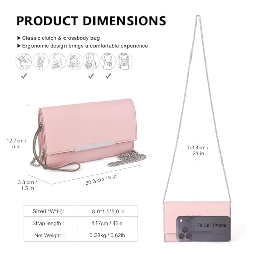 Image of AFKOMST Clutch Purses for Women Small Convertible Wristlet and Evening Bag | Vegan Leather, Fits 6.7-inch Phone /Passport, Versatile for Formal Events /Prom /Wedding /Cocktail /Night Out /Daily Use