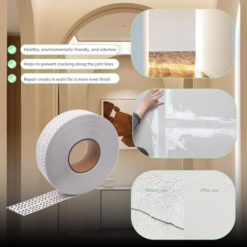 Image of 1.96 Inch Wide Self-Stick Drywall Tape, 132 Inch PVC Joint Compound Tape for Crack Repair - No Primer Needed, Instant Adhesion on Wood /Metal /Concrete (Professional Grade)