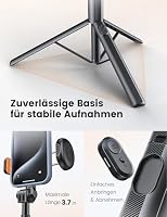 ANXRE 180cm Handy Stativ mit 1/4" Kamera-Halterungen, NT79 Selfie Stick – Ansicht 3