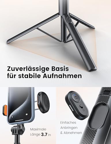 ANXRE Handy Stativ für Phone Kamera, NT79 180cm Kompakt Foto Videokits Stabil Selfie Stick Handystativhalter mit Fernbedienung Kompatibel mit Smartphone Kamera Gopro