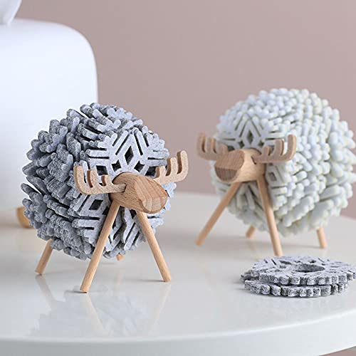 Com suporte de madeira, jogo americano criativo em forma de ovelha para decoração de mesa de casa, p