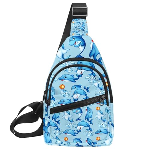 Sac à bandoulière dauphins bleus sac à dos voyage anti-encombrement