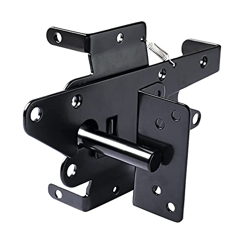 Bordersmover Heavy Duty Gate Latch, Post Mount Automatic Self-Closing Gate Latch,For Wooden/Vinyl Fence, Pool Gate,Garden Outdoor, W/Mounting Screws (Black) #TOP7