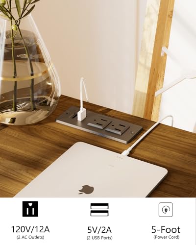 Image of JOONEE Nightstand with Outlet,Modern Bedside Table with Storage Drawer and Open Wood Shelf, for Living Room, Bedroom and Small Spaces, Accent Night Stand with Solid Wood Legs, Easy Assembly,Brown