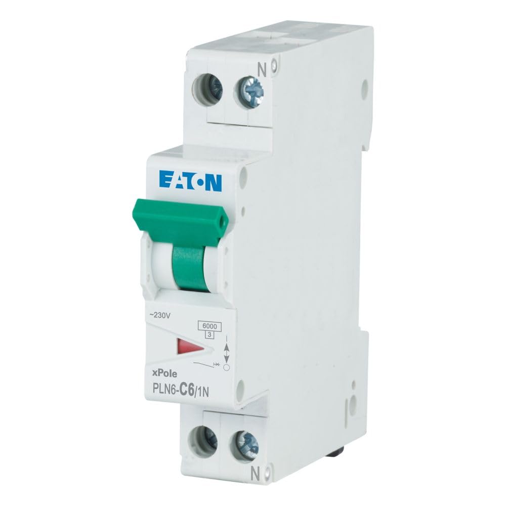 Eaton PLN6-C6/1N-DE Disjoncteur 6 A 1P+N 1 pôle + N - Caractéristique C - Interrupteur LS 1 TE une unité de division large (263279)