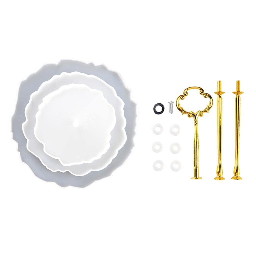 misppro Molde de silicona flexible para platos de frutas con soporte dorado para arte de resina epoxi, posavasos y manualidades