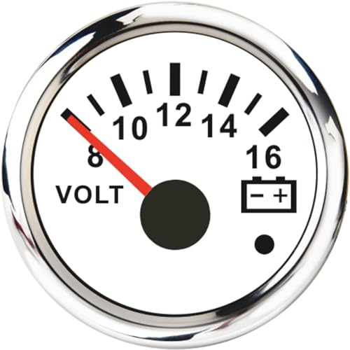Voltímetro 12V ELING de 52 mm con alarma y rango de 8-16 V para coche con retroiluminación roja