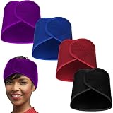 Haysandy 4 Pcs Mesh Hair Wrap for Women Pixie Hair Mesh Wrap Adjustable Pixie Cut Head Band for Sleeping Styling Makeup(Black, Wine Red, Royal Blue, Dark Purple)