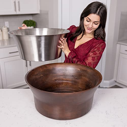 Massive 7.5-Gallon Insulated Mango Wooden Luxury Beverage Tub & Party Wine Cooler Ice Bucket For Drinks, Internal Stainless Steel Leak-Proof Interior #TOP1