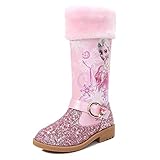 YOSICIL Schneestiefel Mädchen Eiskönigin Stiefel Weihnachten Warmem Winterstiefel Prinzessin Elsa Kinder Gefüttert Futter Outdoor Schlupfstiefel Geburtstag Karneval Winter,Rosa,31 EU